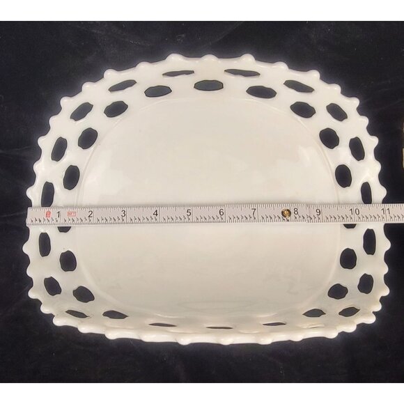 Vintage Westmoreland Milk Glass Doric Open Lace Pedestal Fruit Bowl - Picture 10 of 15